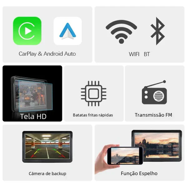 Pantalla portátil de 7 Pulgadas para Coche + camara